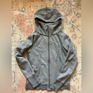 Lululemon Scuba Zip Up Hoodie Sweatshirt Light Cotton Fleece Heathered Dark Grey